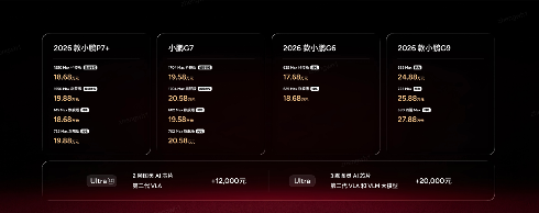 2026款小鹏P7+与小鹏G7超级增程正式上市，售价分别为18.68万起与19.58万起