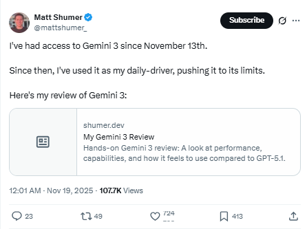 告别“AI味”!Gemini 3初体验:性格直爽、智商断层,但这价格让我手抖 告别“AI味”!Gemini 3初体验:性格直爽、智商断层,但这价格让我手抖