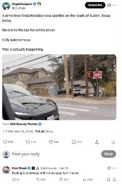 大停电后自动驾驶现出原形？Waymo趴窝，马斯克贴脸嘲讽