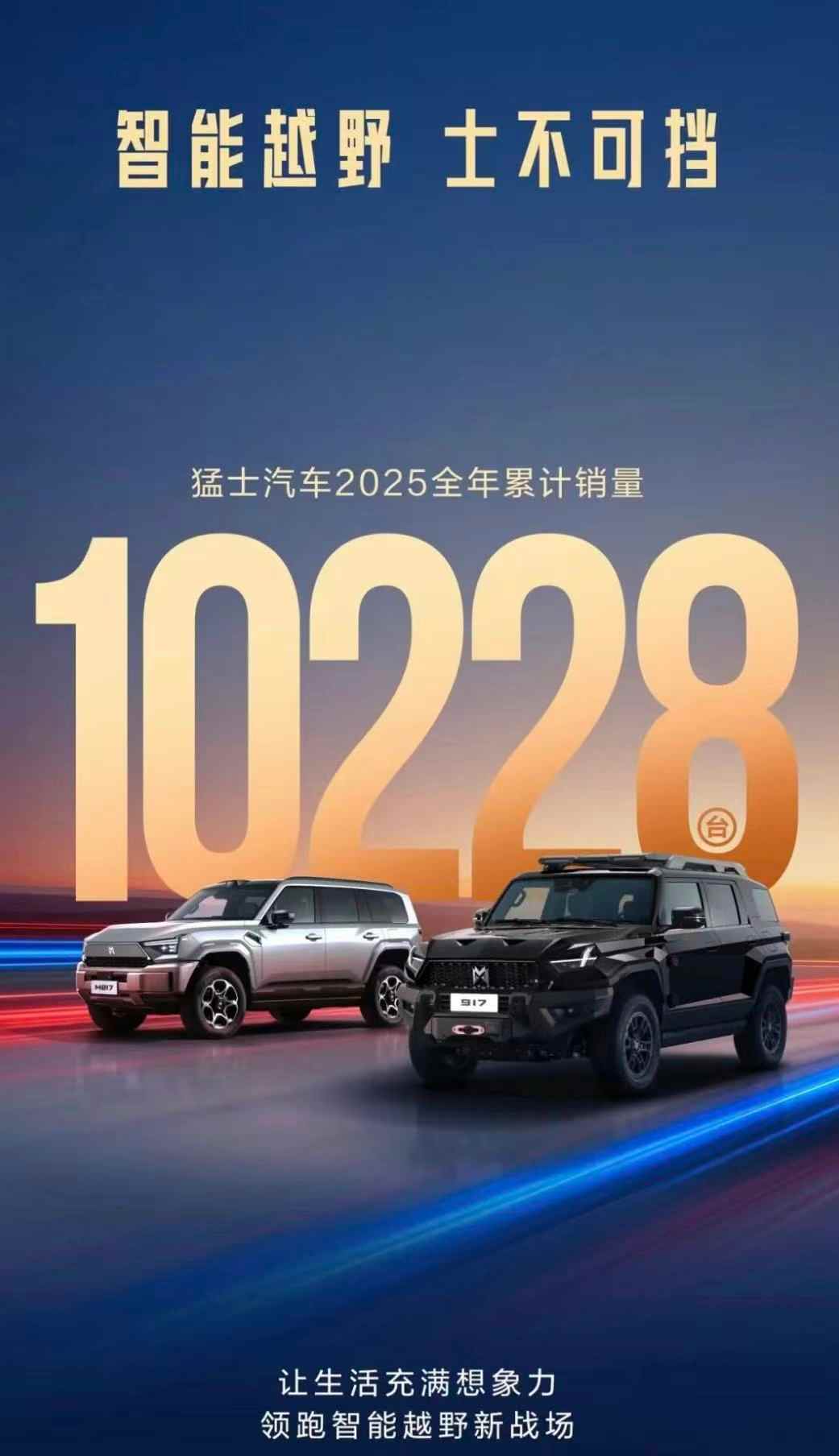 猛士汽车2025年累计销量10228台